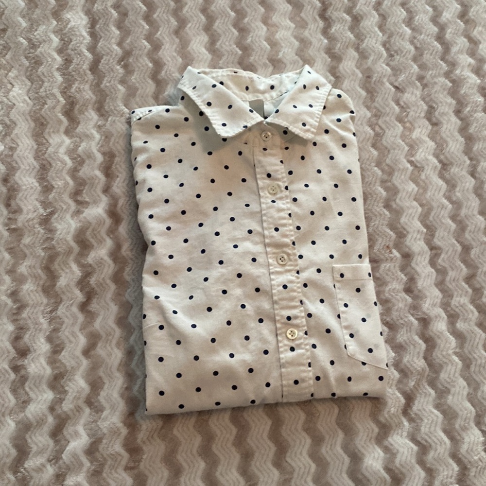 J. Crew Boy Fit Polka Dot Button Down Size 2